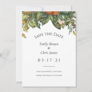Elegant Botanical Citrus Greenery Wedding Save The Date