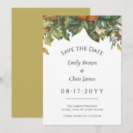 Elegant Botanical Citrus Greenery Wedding Save The Date