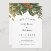 Elegant Botanical Citrus Greenery Wedding Save The Date (Voorkant / Achterkant)