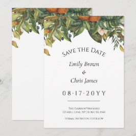 Elegant Botanical Citrus Greenery Wedding Save The Date