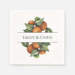 Elegant Botanical Citrus Greenery Wedding Servet