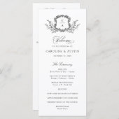 Elegant  Botanical Crest Wedding Programme Programmakaart (Voorkant / Achterkant)