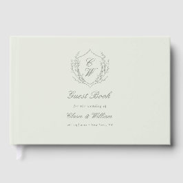 Elegant Botanical Crest Wreath Wedding Gastenboek