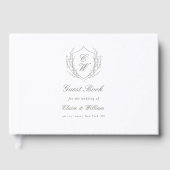 Elegant Botanical Crest Wreath Wedding Gastenboek (Voorkant)