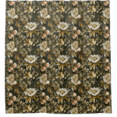 Elegant Botanical Curtain Sage Green Gold Print Douchegordijn (Voorkant)