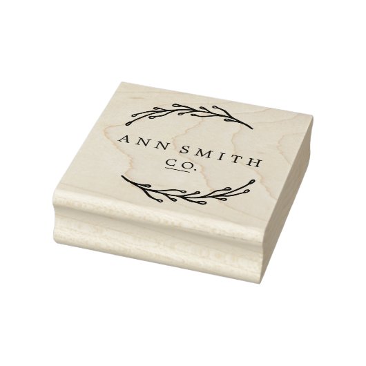 Elegant Botanical Custom Business Logo Name Rubberstempel (Stempel)