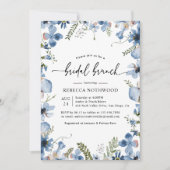 Elegant Botanical Dusty Blue Floral Bridal Brunch Kaart (Voorkant)