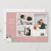 Elegant Botanical Dusty Roos Foto Save The Date (Voorkant)