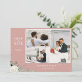 Elegant Botanical Dusty Roos Foto Save The Date (Staand voorkant)