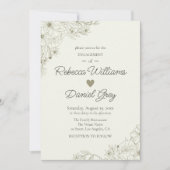 Elegant Botanical Engagement Party Invitation Kaart (Voorkant)