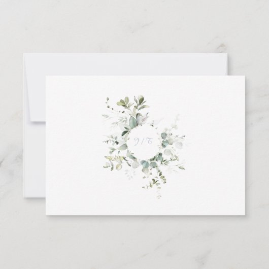 Elegant Botanical Eucalyptus Greenery, Hydrangea RSVP Kaartje (Achterkant)