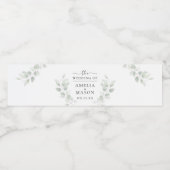 Elegant Botanical  Eucalyptus Wedding  Waterfles Etiket (Enkel label)