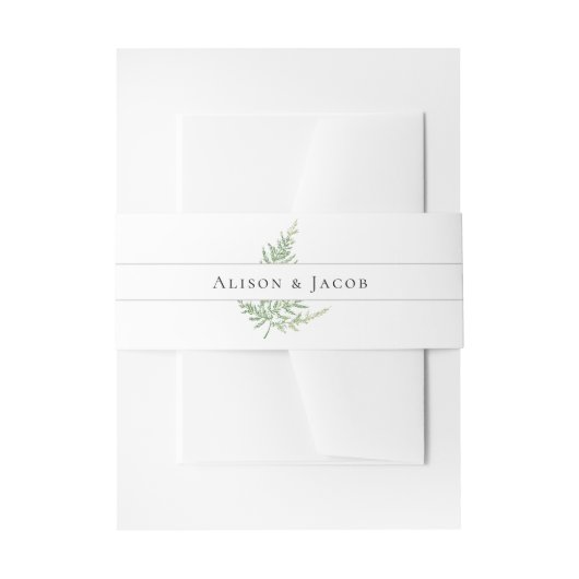 Elegant Botanical Fern Floral Wedding Invitation Uitnodigingen Wikkel (Voorkant Voorbeeld)