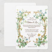 Elegant Botanical Floral Aristocracy Wedding Kaart (Voorkant / Achterkant)