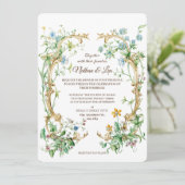 Elegant Botanical Floral Aristocracy Wedding Kaart (Staand voorkant)