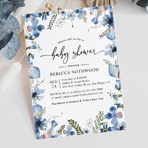 Elegant Botanical Floral Boy Baby shower Kaart