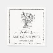 Elegant Botanical Floral Bridal Shower Custom Phot Servet (Voorkant)