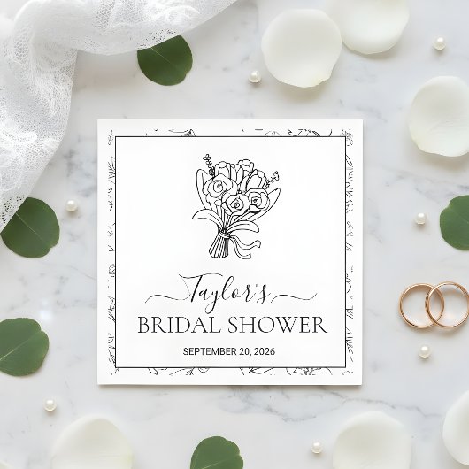 Elegant Botanical Floral Bridal Shower Custom Phot Servet