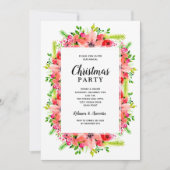 Elegant Botanical Floral Christmas Party Kaart (Voorkant)
