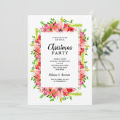 Elegant Botanical Floral Christmas Party Kaart (Staand voorkant)