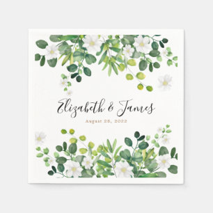 Elegant Botanical Floral Garden Eucalyptus Wedding Servet