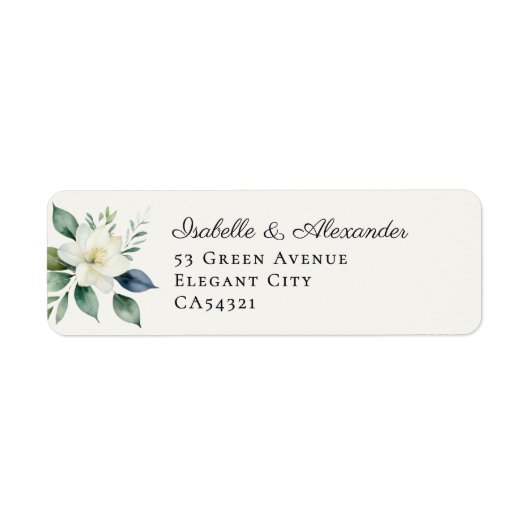 Elegant Botanical Floral Greenery Wedding Etiket (Voorkant)