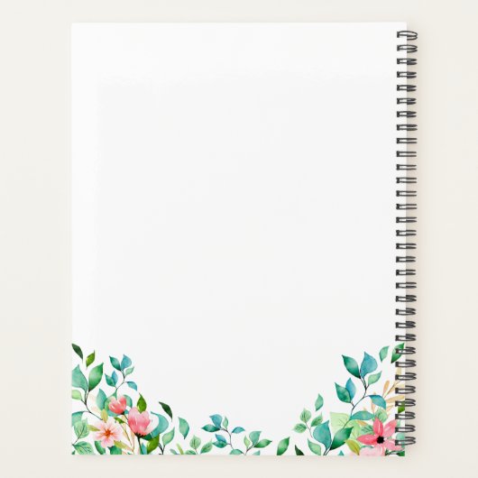 Elegant Botanical Floral Seahorse Planner (Achterkant)