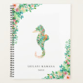 Elegant Botanical Floral Seahorse Planner (Voorkant)