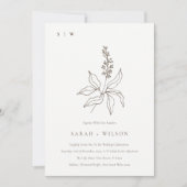 Elegant Botanical Floral Sketch Monogram Weddensch Kaart (Voorkant)