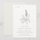 Elegant Botanical Floral Sketch Monogram Weddensch Kaart (Voorkant / Achterkant)