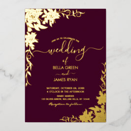 Elegant Botanical Floral Wedding Folie Uitnodiging