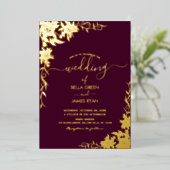 Elegant Botanical Floral Wedding Folie Uitnodiging (Staand Voorkant)