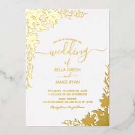 Elegant Botanical Floral Wedding Folie Uitnodiging