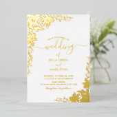 Elegant Botanical Floral Wedding Folie Uitnodiging (Staand Voorkant)