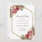 Elegant Botanical Floral Wedding Greenery Paars Save The Date (Voorkant)