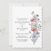 Elegant Botanical Floral Wedding Invitation Kaart (Voorkant)