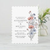 Elegant Botanical Floral Wedding Invitation Kaart (Staand voorkant)