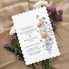 Elegant Botanical Floral Wedding Invitation Kaart