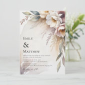 Elegant Botanical Floral Wedding Invitation Kaart (Staand voorkant)