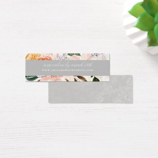 Elegant Botanical Floral Wedding Website RSVP Mini Visitekaartjes (Bureau)