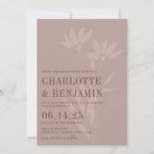 Elegant Botanical Flower Dusty Mauve Wedding Kaart (Voorkant)
