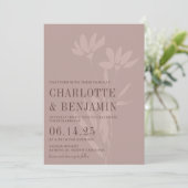 Elegant Botanical Flower Dusty Mauve Wedding Kaart (Staand voorkant)