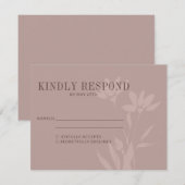 Elegant Botanical Flower Dusty Mauve Wedding RSVP Kaartje (Voorkant / Achterkant)
