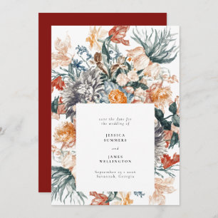 Elegant Botanical  Flowers die bruiloft schilderen Save The Date