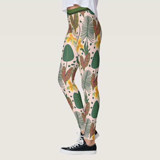 Elegant Botanical Flowers Greenery Pattern Leggings (Links)