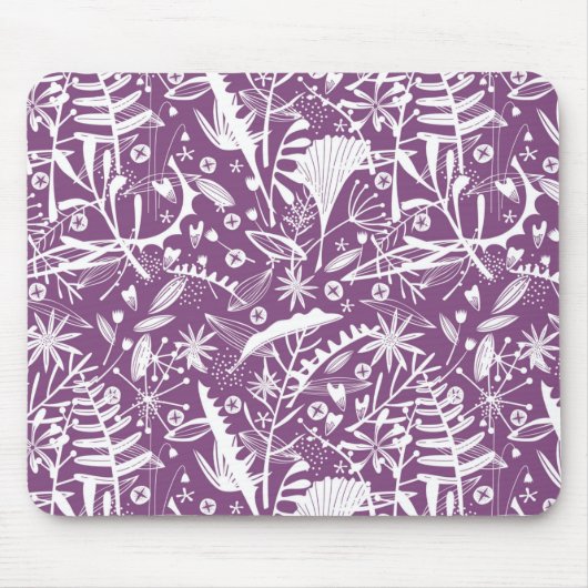 Elegant Botanical Folage Paars Muismat (Voorkant)