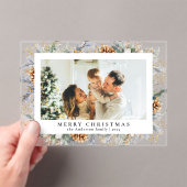 Elegant Botanical Foliage | Photo Christmas Card Acryl Uitnodigingen (Insitu (Draagbaar))