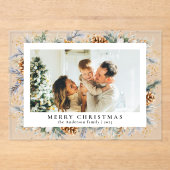 Elegant Botanical Foliage | Photo Christmas Card Acryl Uitnodigingen (Voorkant)