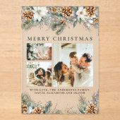 Elegant Botanical Foliage | Photo Christmas Card Acryl Uitnodigingen (Voorkant)