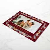 Elegant Botanical Foliage | Red Merry Christmas Folie Feestdagenkaart (Gedraaid)